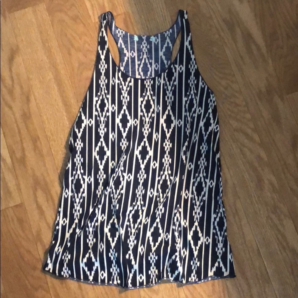 Navy blue and white tank top